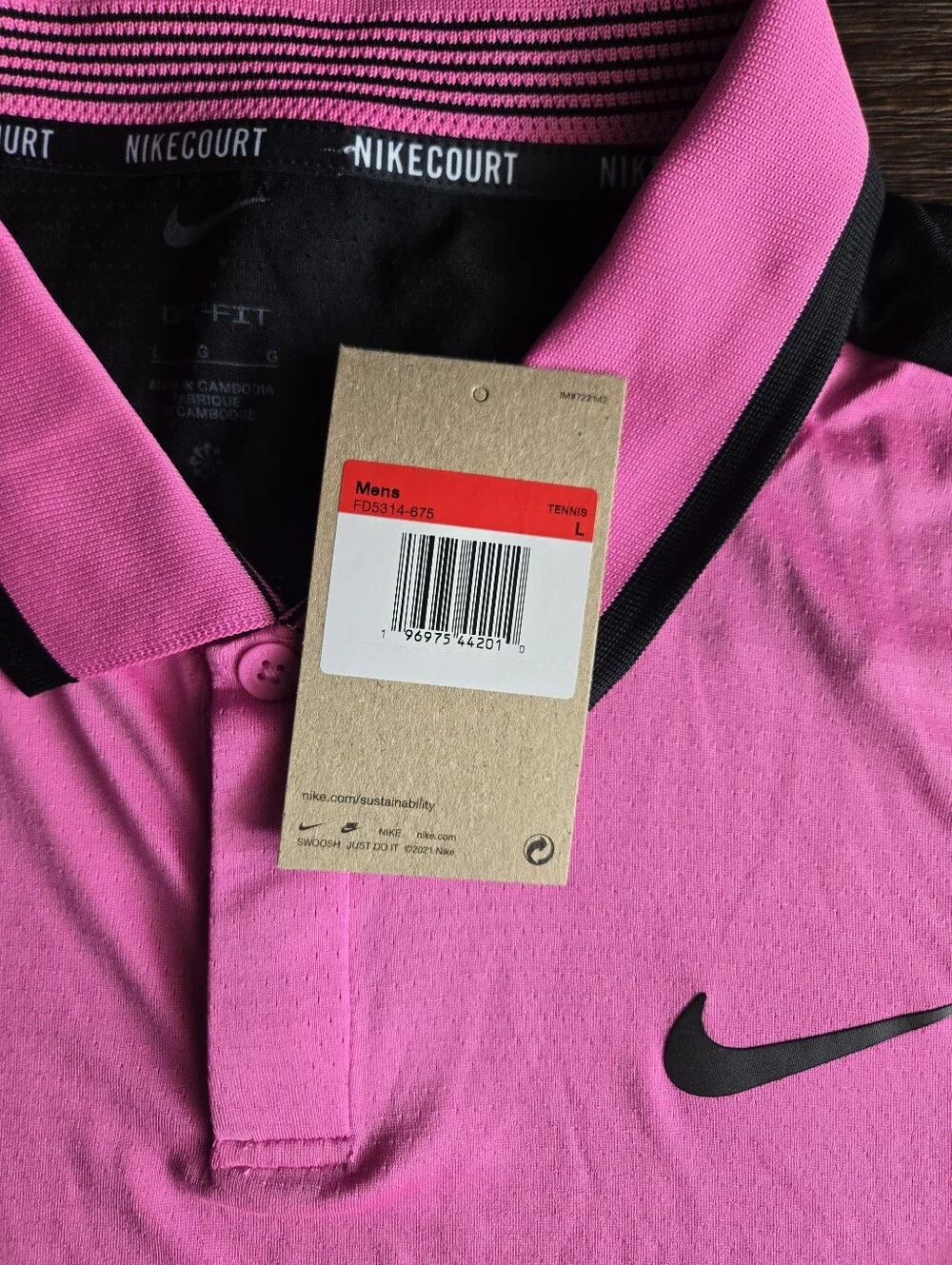 Nike Court Advantage Polo Shirt Mens Pink Dri-Fit Performance Tennis Large FD531